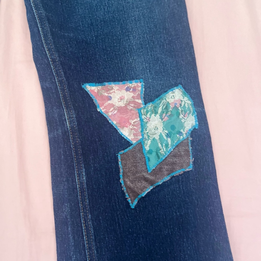 Mudd Women's Dark Blue Patchwork Jeans - image 3